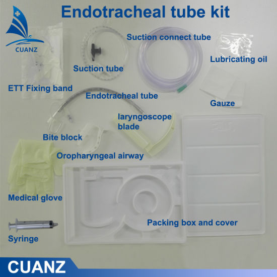 Kit de tubo traqueal médico desechable Kit de catéter endotraqueal Intubación traqueal
